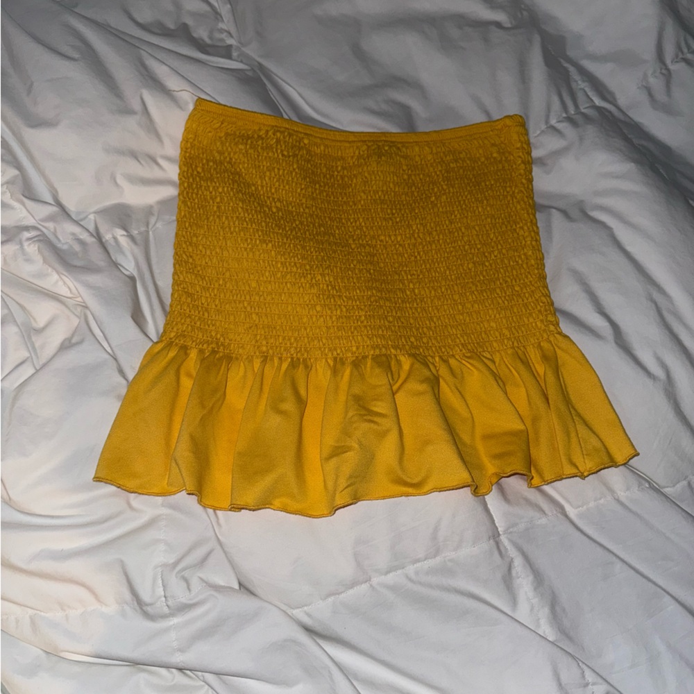 Yellow Smocked Tube Top